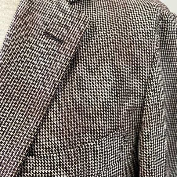 United Arrows men's tan & red "shadow" check flannel blazer, JP 44 (US 34S) - Picture 5 of 12